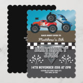 Invitation Véhicules de Monster Jam Racing pour Anniversaire (Devant / Derrière)
