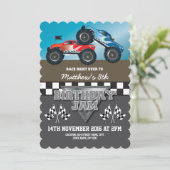 Invitation Véhicules de Monster Jam Racing pour Anniversaire (Debout devant)