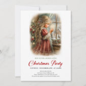 Invitation veille de Noël Fille mignonne scène de (Devant)