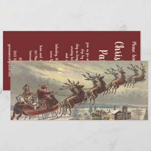 Invitation Veille de Noël vintage Santa Claus victorien traîn