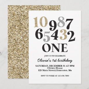 Invitation Veille du Nouvel An Compte à rebours Premier Anniv