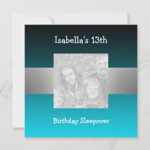 Invitation Veillée d'anniversaire 13 ans Argent Vert Photo 2