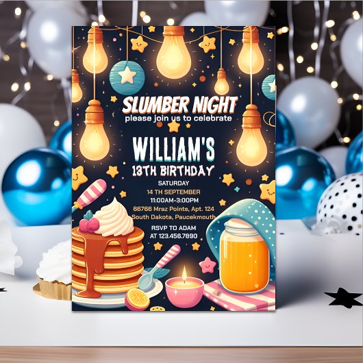 Invitation veilles luisantes Sleepover Fête de bois 13e anniv