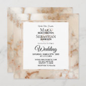 Invitation *~* Veines en marbre doré artificiel AR2 Mariage I (Devant / Derrière)