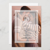 Invitation Vellum blanc transparent Initiales Mariage Photo (Devant / Derrière)
