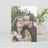 Invitation Vellum Look Black Handletted Mariage photo (Debout devant)