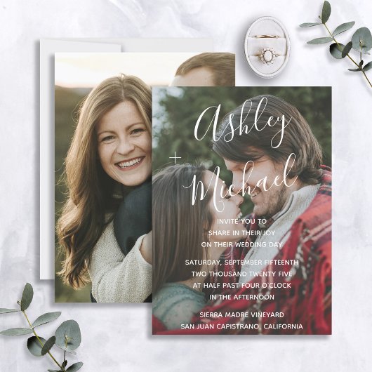 Invitation Vellum Look blanc Mariage photo