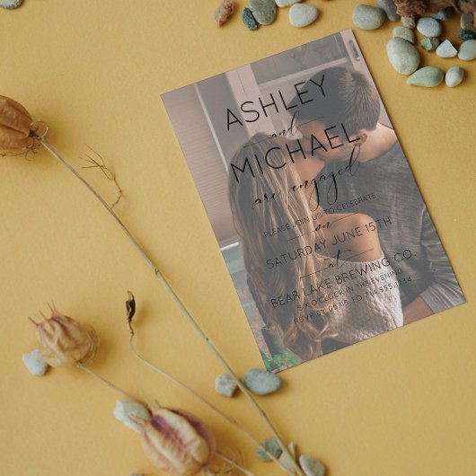 Invitation Vellum Overlay 2 Photo Calligraphy Fiançailles