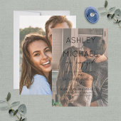 Invitation Vellum Overlay 2 Photo Calligraphy Fiançailles