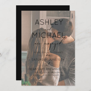 Invitation Vellum Overlay Black Photo Calligraphy Fiançailles