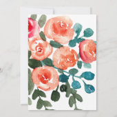 Invitation Vélo à aquarelle rose Fête des mariées florale (Dos)