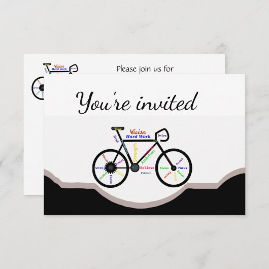 Invitation Vélo de compétition fête d'anniversaire (Devant / Derrière)
