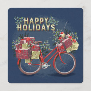 Invitation Vélo de Noël rouge avec présentateurs