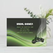 Invitation Vélo de route vert/moto mariage douche nuptiale (Debout devant)
