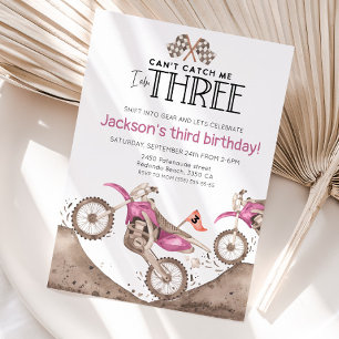 Invitation Vélo de terre rose 3e anniversaire - Ne peut pas m