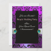 INVITATION VÉLO MARIAGE NOIR ROSE VIOLET DAMAS INITIALES ENTR (Dos)