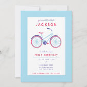 Invitation Vélo moderne Bleu et Rouge Anniversaire (Devant)