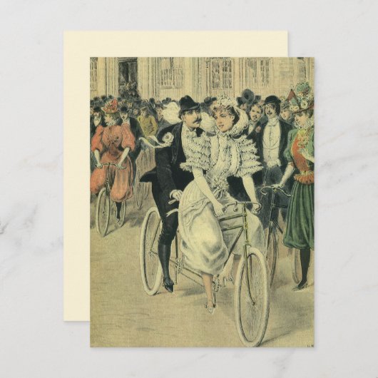 Invitation Vélo neuf mariée et mariée Mariage victorienne (Devant / Derrière)