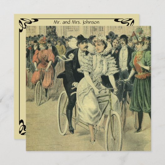 Invitation Vélo neuf mariée et mariée Mariage victorienne (Devant / Derrière)