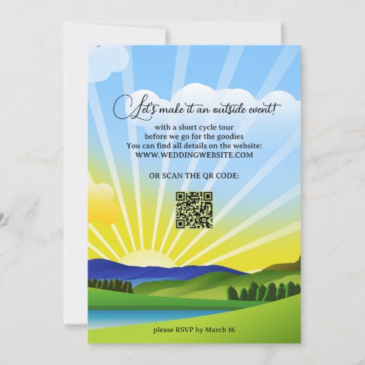 Invitation Vélo rétro en plein air Fête des mariées d'été Pri (Dos)