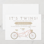Invitation Vélo Tandem | Baby shower jumeaux (Devant / Derrière)