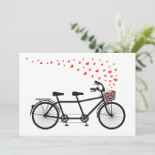 Invitation Vélo tandem d'invitation aux coeurs rouges (Debout devant)