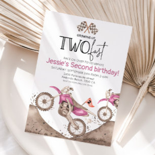 Invitation Vélo tout-terrain rose 2e anniversaire - Grandir t