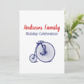 Invitation Vélo Velocipede Penny Farthing vintage Blu (Debout devant)