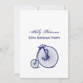 Invitation Vélo Velocipede Penny Farthing vintage Blu (Devant)