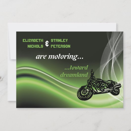 Invitation Vélo vert/mariage moto (Devant)