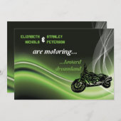 Invitation Vélo vert/mariage moto (Devant / Derrière)