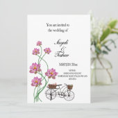 Invitation Vélo vintage Avec Fleurs (Debout devant)