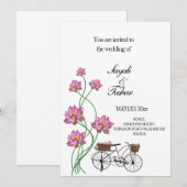 Invitation Vélo vintage Avec Fleurs (Devant / Derrière)