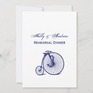 Invitation Vélocipède Vintage Bicyclette Penny Farthing Bleu