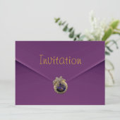 Invitation Velours Violet Joyau (Debout devant)
