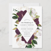 Invitation Velvet de Plum foncé et Mariage floral de printemp (Devant)