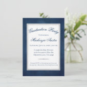 Invitation Velvet Grad | Navy Blue Modern Watercolor Party (Debout devant)