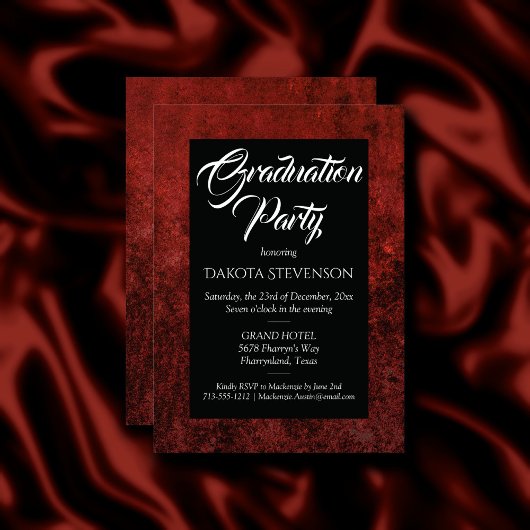 Invitation Velvet Grad | Ruby Red Jewel Tone Graduation Party