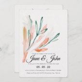 Invitation Velvet Jade Peach Foliage Mariage (Devant / Derrière)