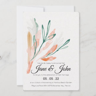 Invitation Velvet Jade Peach Foliage Mariage