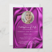 Invitation Velvet Purple Silky Photo Célébration de la vie (Devant)