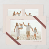 Invitation Velvet Ribbon accentuation design photo de Noël (Devant / Derrière)