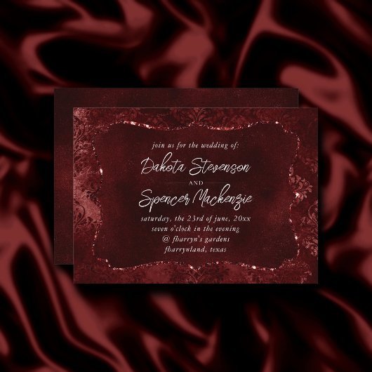 Invitation Velvety Henna Damask | Grunge rouge