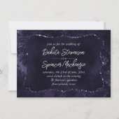 Invitation Velvety Midnight Damask | Indigo Purple Grunge (Devant)