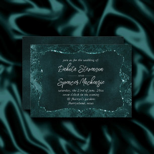 Invitation Velvety Turquoise Damask   Grunge vert foncé Baroq