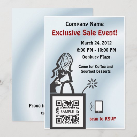Invitation Vendeuse de modèle d'invitation (Devant / Derrière)