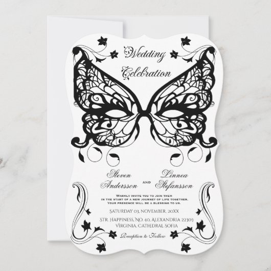 Invitation Venetia Carnivale Masque Victorian Ornate Flourdis (Devant)