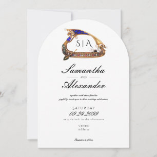 Invitation Vénétie Gondola Ornate AIO Mariage noir et blanc