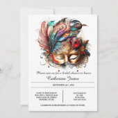Invitation Vénétie masqué boule visage masque plumes carnaval (Devant)
