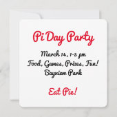 Invitation Venez à la fête du Pi Day (Dos)